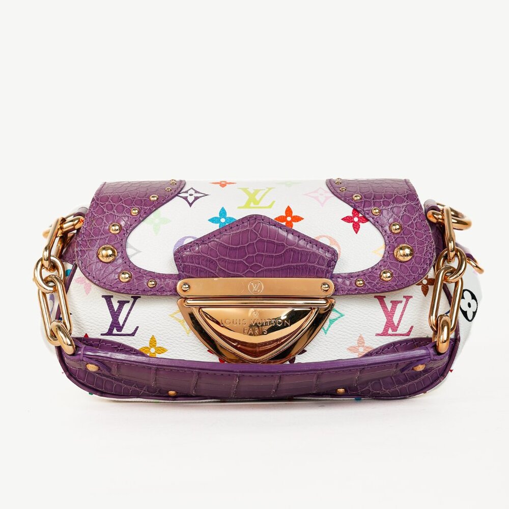 Louis Vuitton x Takashi Murakami Marilyn White Multicolore Purple Crocodile Bag